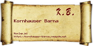 Kornhauser Barna névjegykártya
